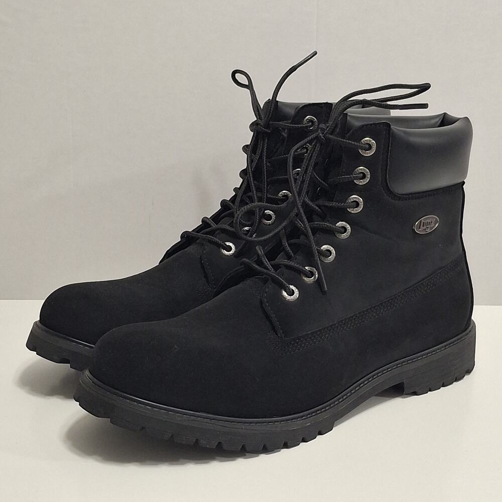 Vintage 90s Lugz Boots Mens Size 10.5 Suede Leather Work Boots Black